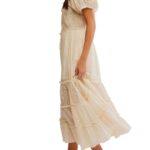 Falling Sun Puff Sleeve Midi Dress Thumbnail 2