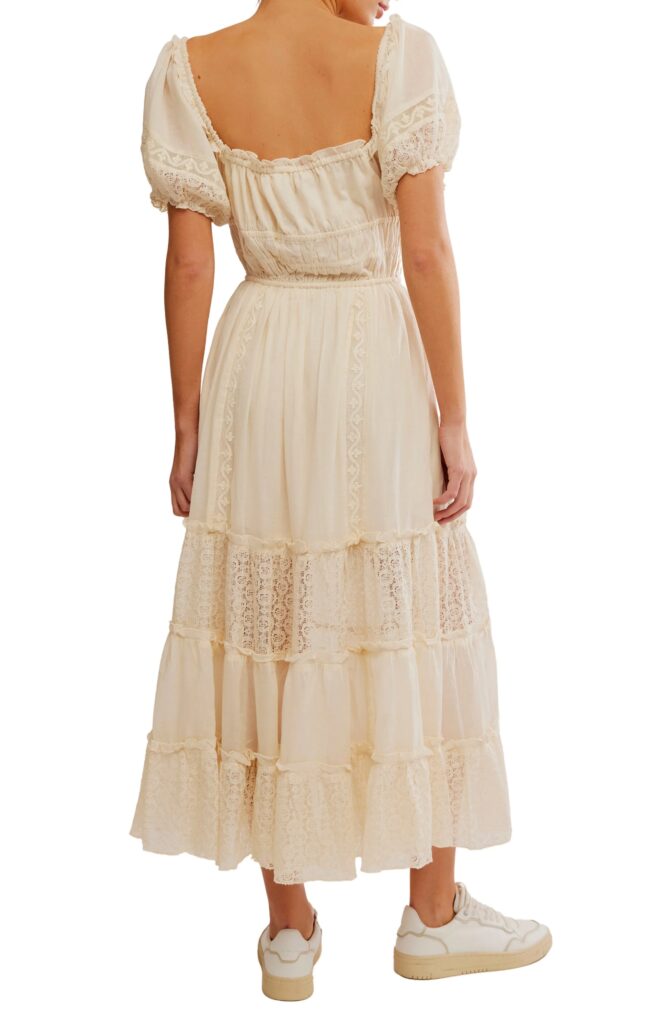 Falling Sun Puff Sleeve Midi Dress Full Size Image 3