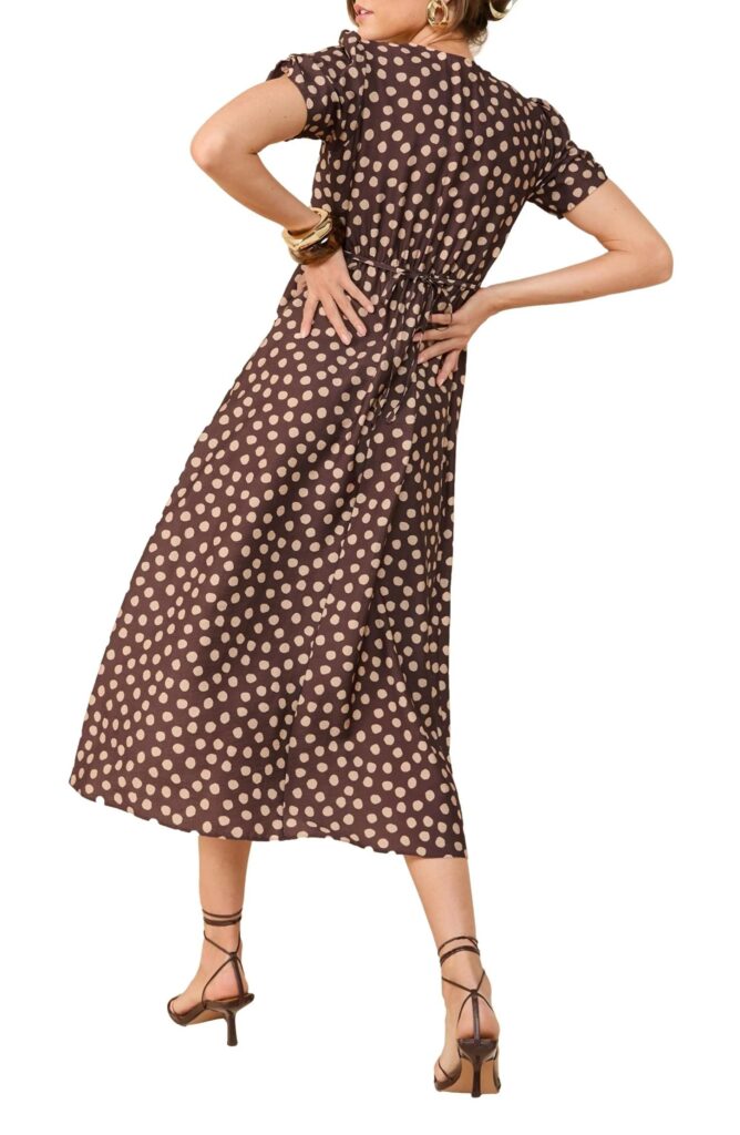 Polka Dot Fit & Flare Midi Dress Full Size Image 3
