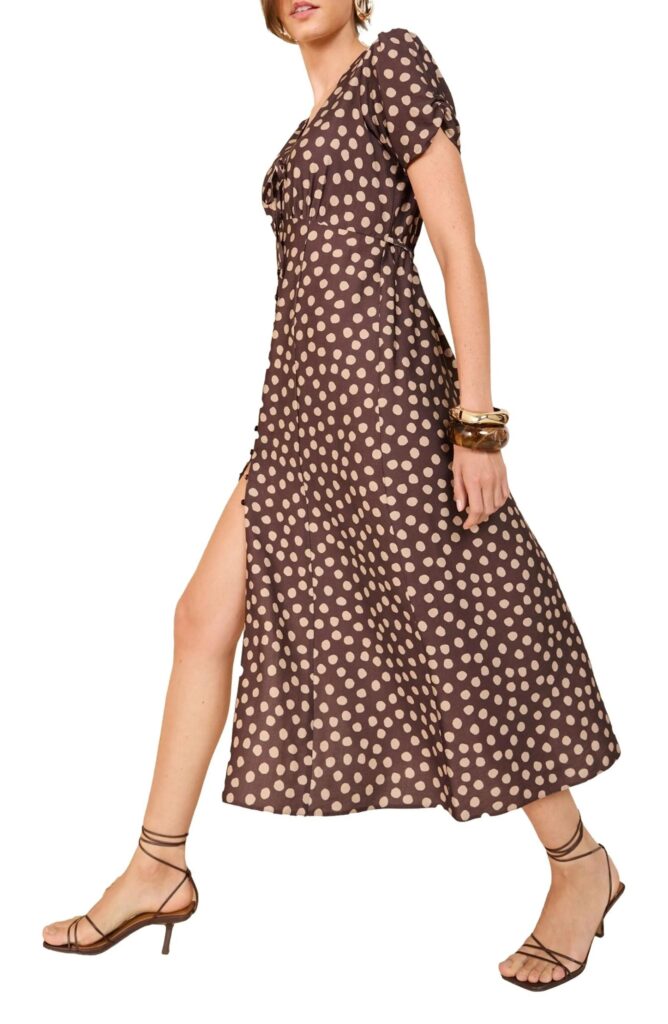 Polka Dot Fit & Flare Midi Dress Full Size Image 2
