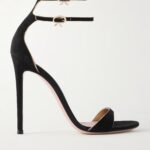 110 Metallic Leather-Trimmed Suede Sandals Thumbnail 1