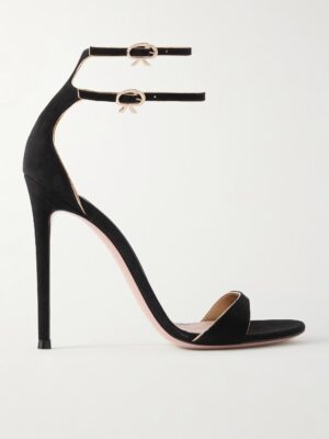 GIANVITO ROSSI 110 Metallic Leather-Trimmed Suede Sandals