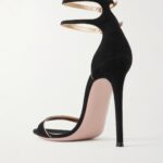 110 Metallic Leather-Trimmed Suede Sandals Thumbnail 4