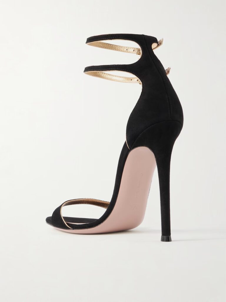 110 Metallic Leather-Trimmed Suede Sandals Full Size Image 4