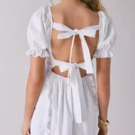 Double Tie-Back Bow Ruffle Babydoll Mini Dress Thumbnail 2