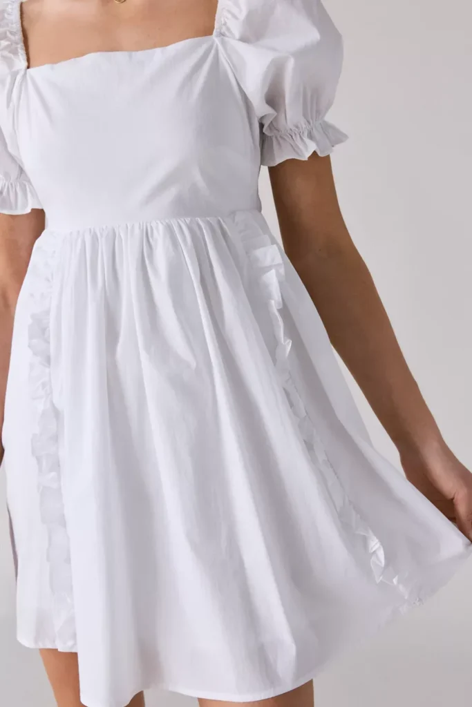 Double Tie-Back Bow Ruffle Babydoll Mini Dress Full Size Image 4