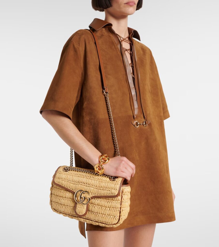 GG Marmont Medium Woven Shoulder Bag Full Size Image 5