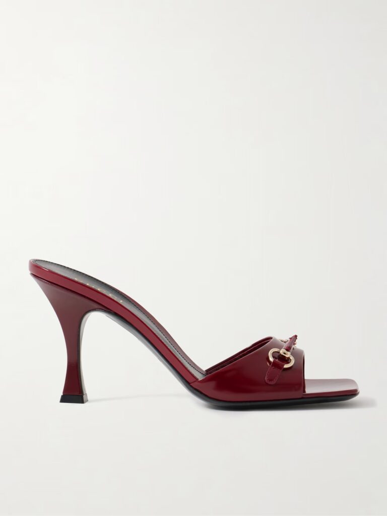 Selene Horsebit-Embellished Patent-Leather Mules Full Size Image 1