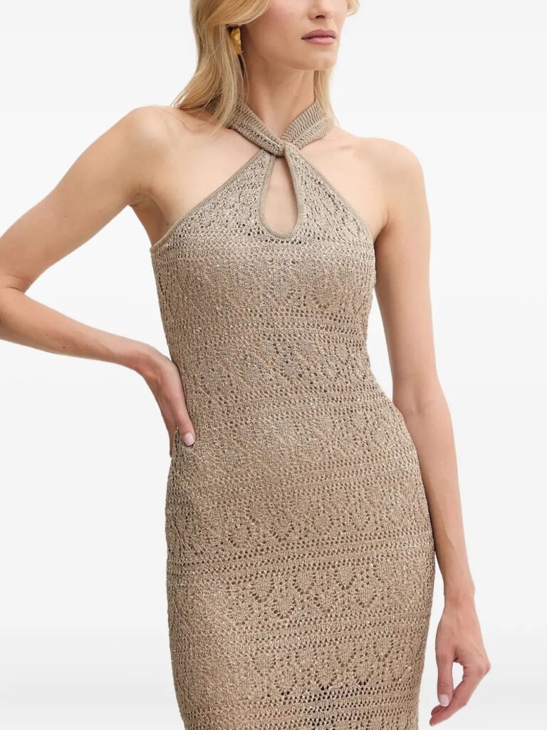 Halterneck Knitted Maxi Dress Full Size Image 2