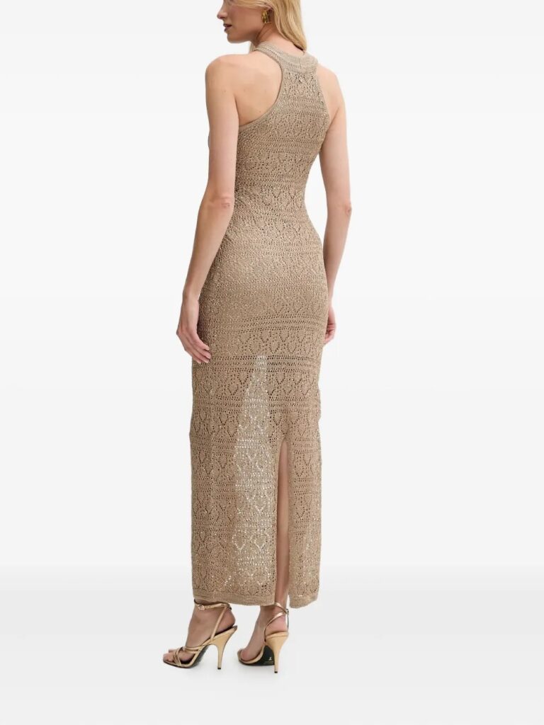 Halterneck Knitted Maxi Dress Full Size Image 4