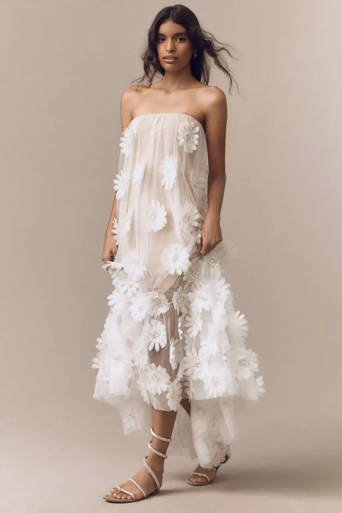 Athena Strapless 3D Floral High-Low Dress Full Size Image 4