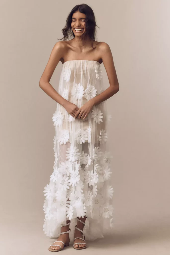 Athena Strapless 3D Floral High-Low Dress Full Size Image 1