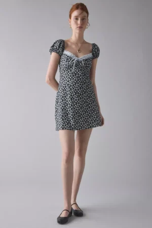 HOUSE OF SUNNY Ditsy Daisy Milkmaid Mini Dress