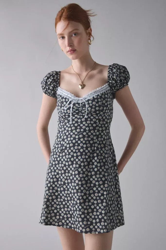 Ditsy Daisy Milkmaid Mini Dress Full Size Image 3