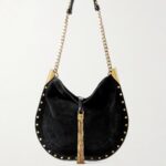 Oskan Leather-Trimmed Tassled Studded Suede Shoulder Bag Thumbnail 1