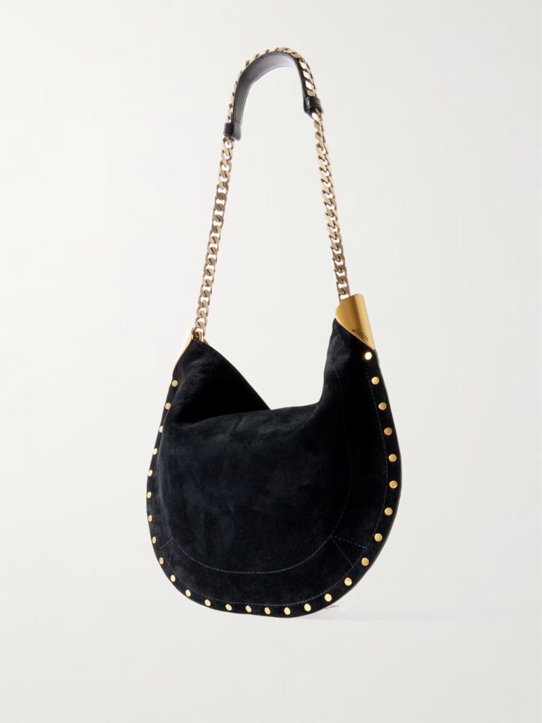Oskan Leather-Trimmed Tassled Studded Suede Shoulder Bag Full Size Image 2