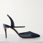 Vittorio 85 Crystal-Embellished Mesh and Satin Slingback Pumps Thumbnail 1
