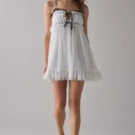 Adelaide Lace + Ribbon Trim Babydoll Mini Dress Thumbnail 1