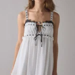 Adelaide Lace + Ribbon Trim Babydoll Mini Dress Thumbnail 3