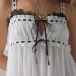 Adelaide Lace + Ribbon Trim Babydoll Mini Dress Thumbnail 4