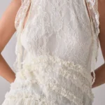Alicia Asymmetric Cascading Ruffle Lace Mini Dress Thumbnail 2