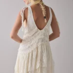 Alicia Asymmetric Cascading Ruffle Lace Mini Dress Thumbnail 3