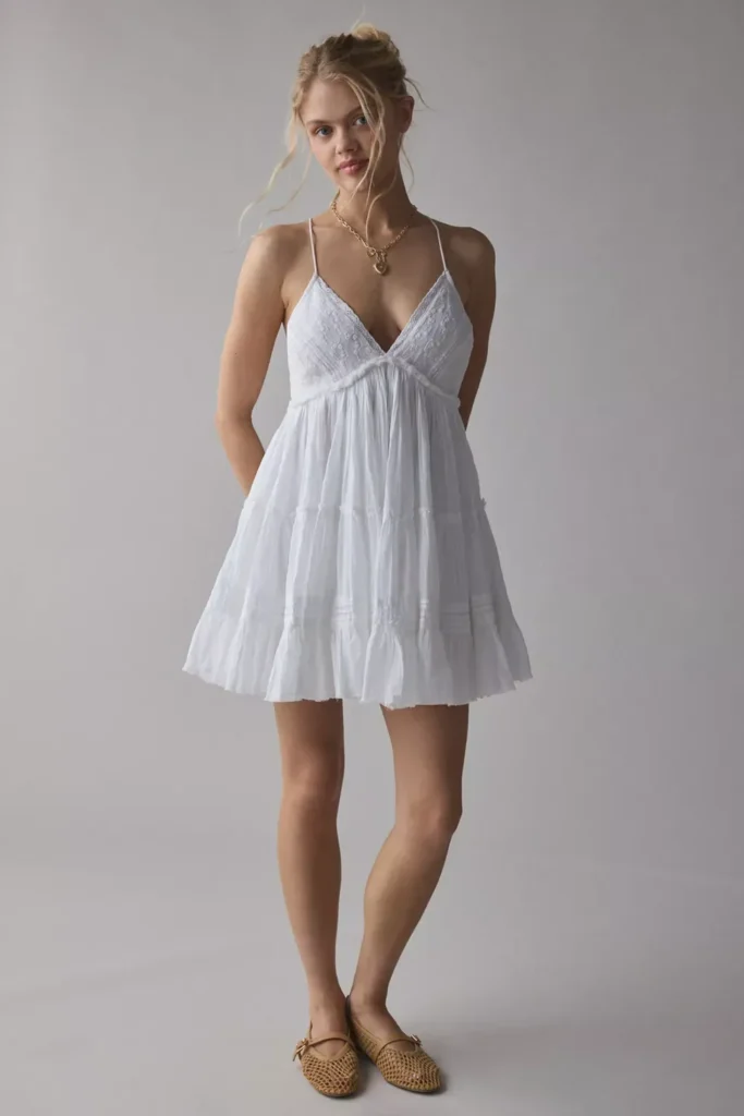Aria Strappy Tiered Ruffle Babydoll Mini Dress Full Size Image 1