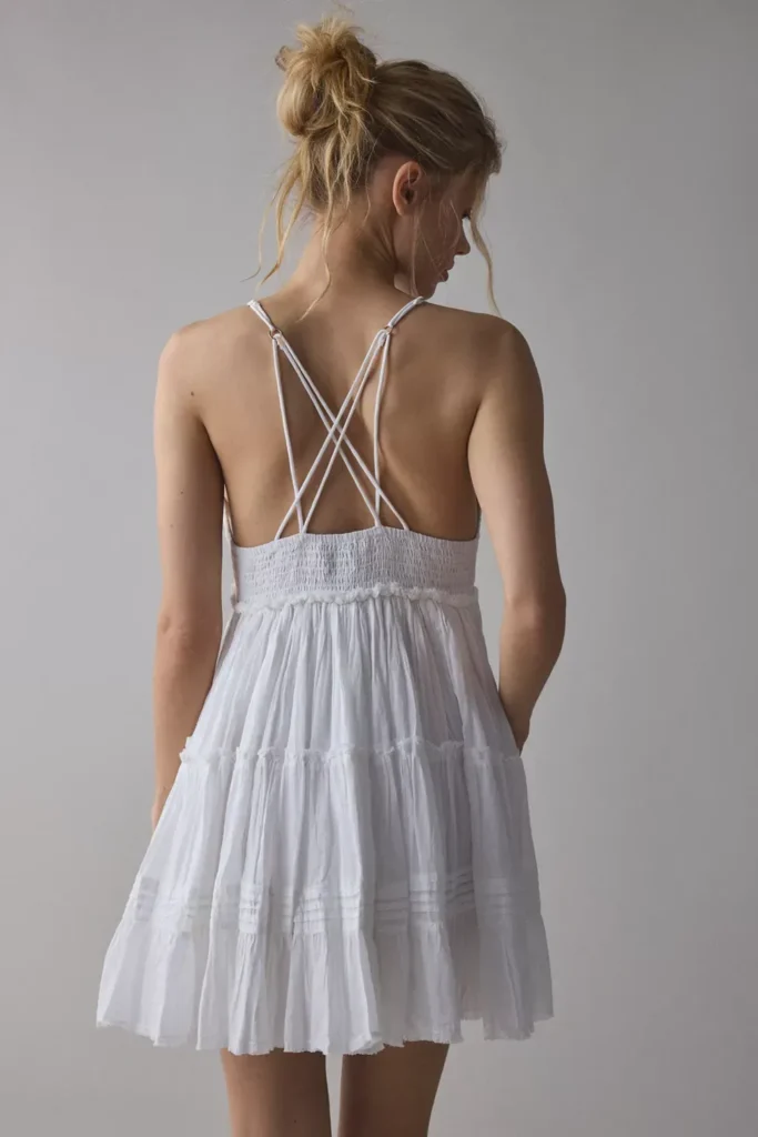 Aria Strappy Tiered Ruffle Babydoll Mini Dress Full Size Image 2