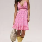 Phoebe Embellished Cotton Open-Back Knee Length Dress Thumbnail 1