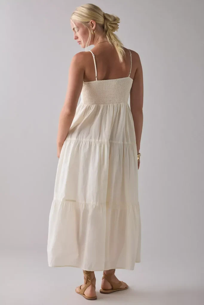 Serafina Lace Trim Tiered Babydoll Maxi Dress Full Size Image 3