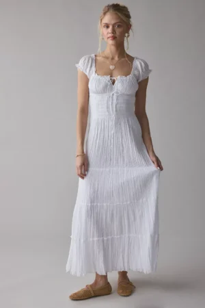 KIMCHI BLUE Sienna Cotton Smocked Milkmaid Maxi Dress