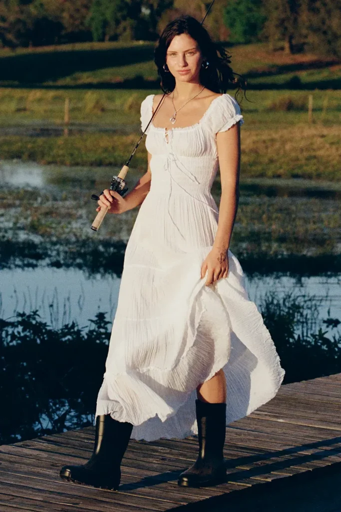 Sienna Cotton Smocked Milkmaid Maxi Dress Full Size Image 3