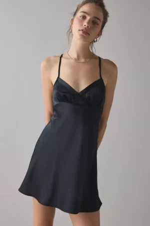 KIMCHI BLUE Slip It On Tie-Back Satin Mini Dress