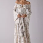 Off-The-Shoulder Bell Sleeve Maxi Dress Thumbnail 1