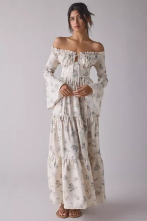 KISS THE SKY Off-The-Shoulder Bell Sleeve Maxi Dress