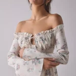 Off-The-Shoulder Bell Sleeve Maxi Dress Thumbnail 2