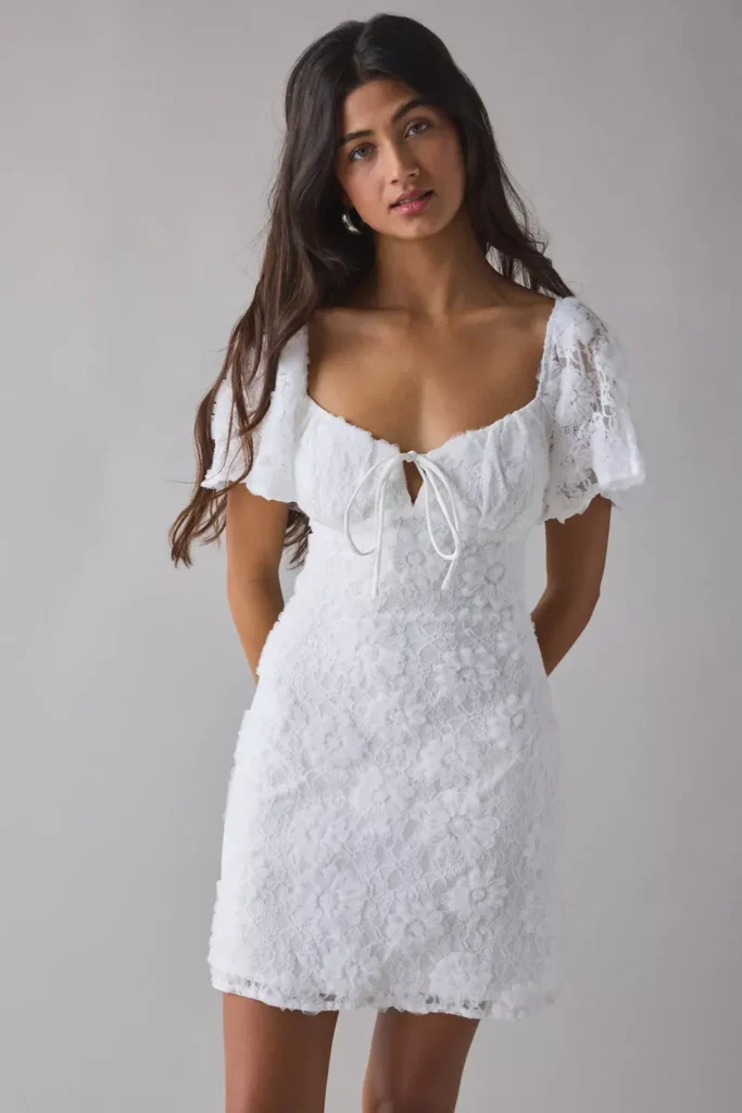 Textured Floral Mini Dress Full Size Image 3