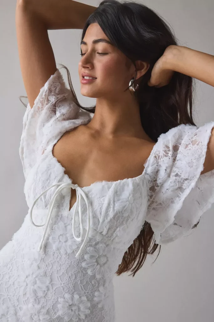 Textured Floral Mini Dress Full Size Image 5