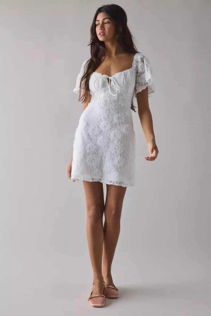 Textured Floral Mini Dress Full Size Image 1