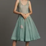 Seamed Sleeveless Basque-Waist Floral Dress Thumbnail 1