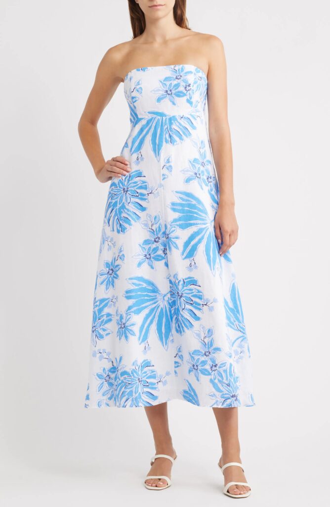 Jorgian A-Line Linen Midi Dress Full Size Image 2