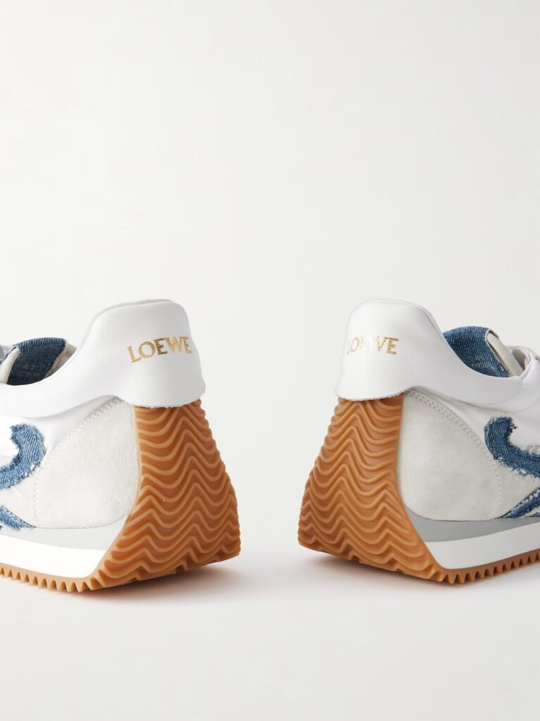 Flow Runner Denim-Trimmed Shell and Suede Sneakers Full Size Image 3