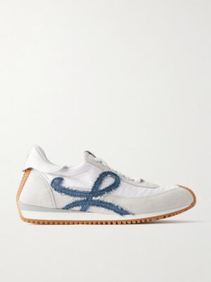 LOEWE Flow Runner Denim-Trimmed Shell and Suede Sneakers