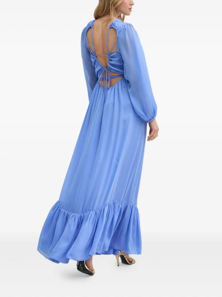 Ruffled Balloon-Sleeve Maxi Dress Full Size Image 3