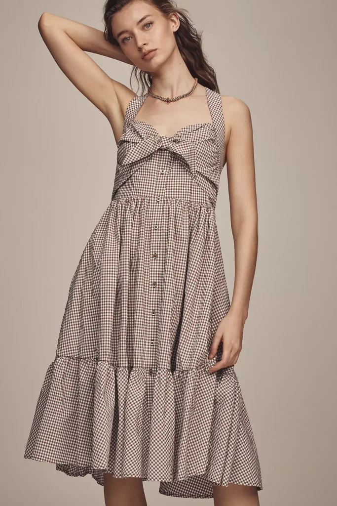 Halter Bow-Front Midi Dress Full Size Image 4