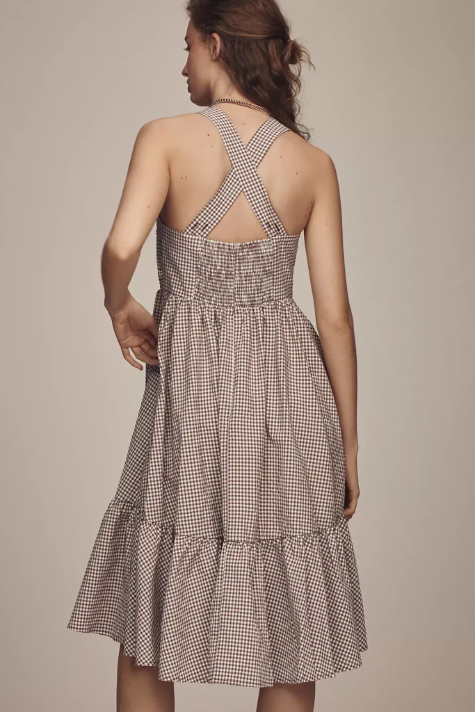 Halter Bow-Front Midi Dress Full Size Image 5