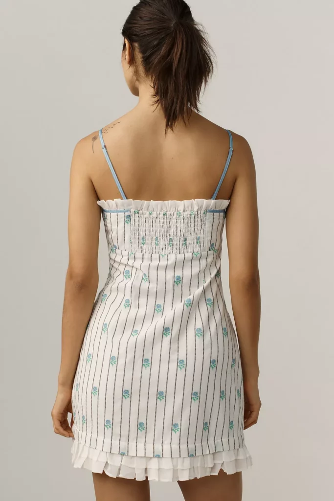 Sleeveless Jacquard Ruffle-Hem Mini Dress Full Size Image 4