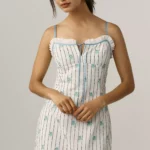 Sleeveless Jacquard Ruffle-Hem Mini Dress Thumbnail 1