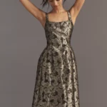 Sleeveless Square-Neck Fit & Flare Midi Dress Thumbnail 3