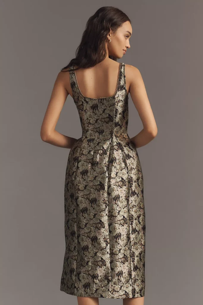 Sleeveless Square-Neck Fit & Flare Midi Dress Full Size Image 4